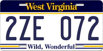 WV license plate 2ZE072