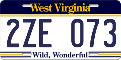 WV license plate 2ZE073