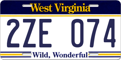WV license plate 2ZE074