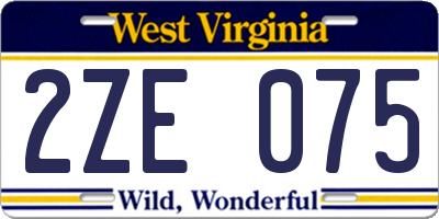 WV license plate 2ZE075