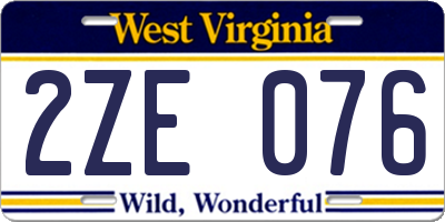WV license plate 2ZE076