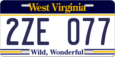WV license plate 2ZE077
