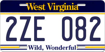WV license plate 2ZE082