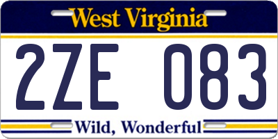 WV license plate 2ZE083