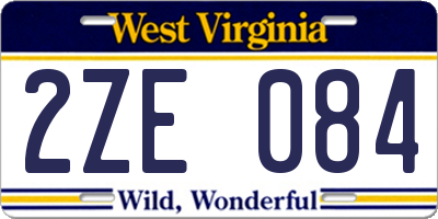 WV license plate 2ZE084
