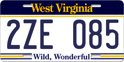 WV license plate 2ZE085