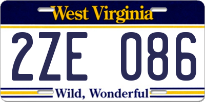 WV license plate 2ZE086