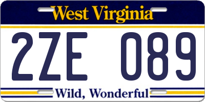 WV license plate 2ZE089