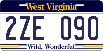 WV license plate 2ZE090