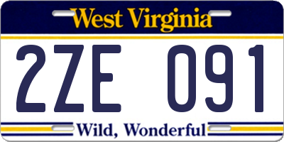 WV license plate 2ZE091