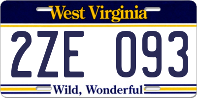 WV license plate 2ZE093