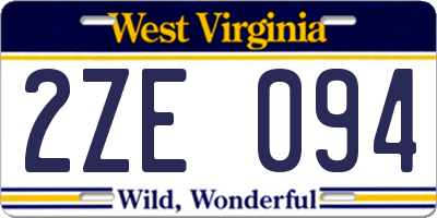 WV license plate 2ZE094