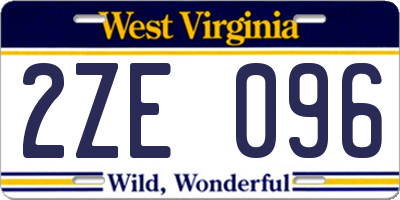 WV license plate 2ZE096