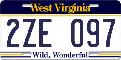 WV license plate 2ZE097