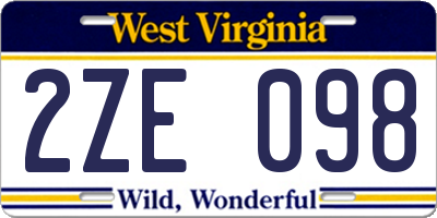 WV license plate 2ZE098