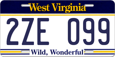 WV license plate 2ZE099