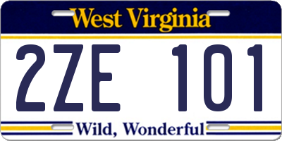 WV license plate 2ZE101
