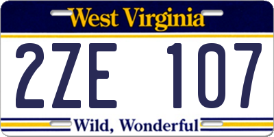 WV license plate 2ZE107