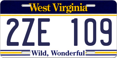WV license plate 2ZE109