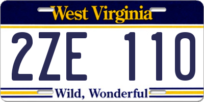 WV license plate 2ZE110