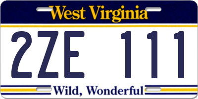 WV license plate 2ZE111