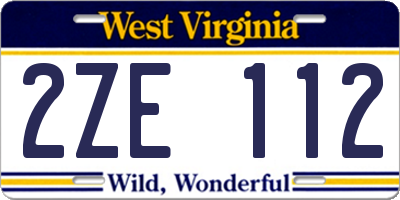 WV license plate 2ZE112