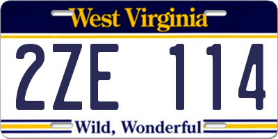 WV license plate 2ZE114