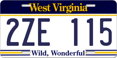 WV license plate 2ZE115