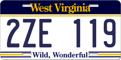 WV license plate 2ZE119