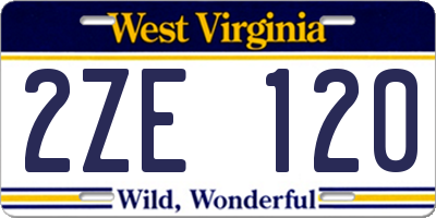 WV license plate 2ZE120