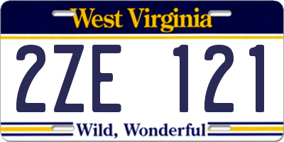 WV license plate 2ZE121