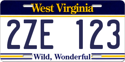 WV license plate 2ZE123