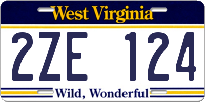 WV license plate 2ZE124