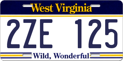 WV license plate 2ZE125