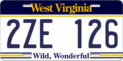 WV license plate 2ZE126