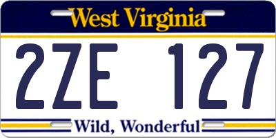 WV license plate 2ZE127