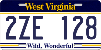 WV license plate 2ZE128