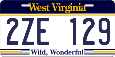 WV license plate 2ZE129
