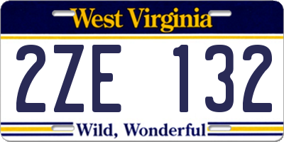 WV license plate 2ZE132