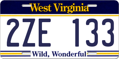 WV license plate 2ZE133
