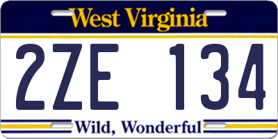 WV license plate 2ZE134