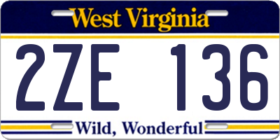 WV license plate 2ZE136