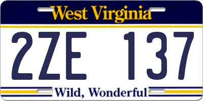 WV license plate 2ZE137