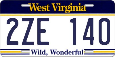 WV license plate 2ZE140