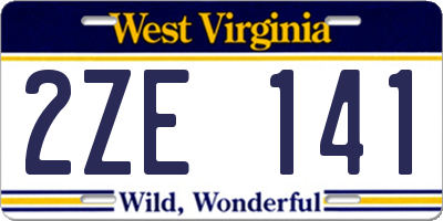 WV license plate 2ZE141