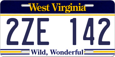 WV license plate 2ZE142