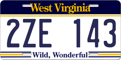 WV license plate 2ZE143