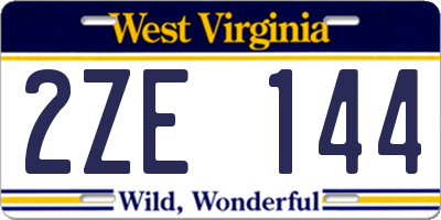 WV license plate 2ZE144