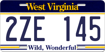 WV license plate 2ZE145