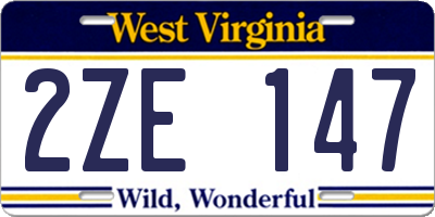 WV license plate 2ZE147